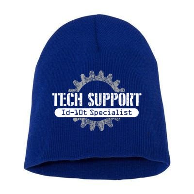 Funny Tech Support Id10t Computer Idiot Joke Gift Short Acrylic Beanie