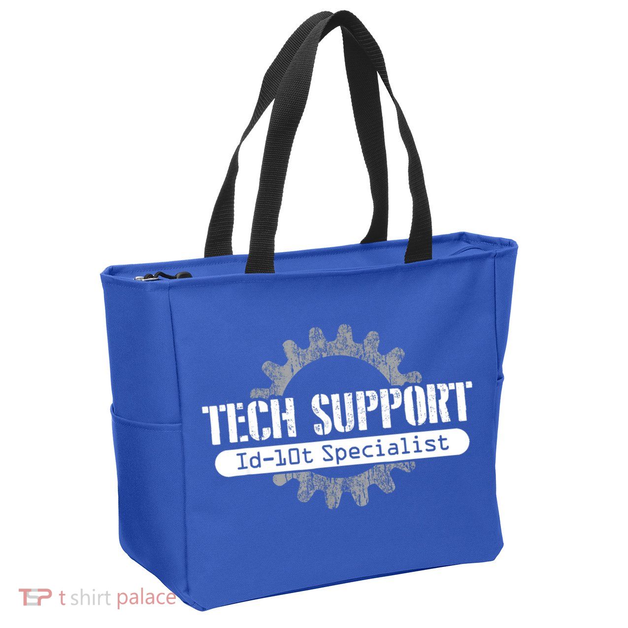 Funny Tech Support Id10t Computer Idiot Joke Gift Zip Tote Bag