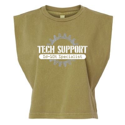 Funny Tech Support Id10t Computer Idiot Joke Gift Garment-Dyed Women's Muscle Tee