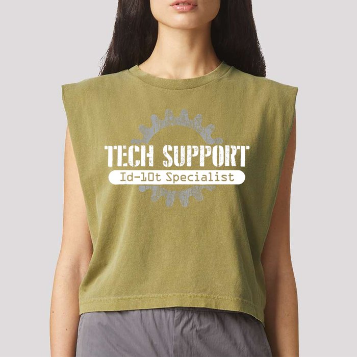 Funny Tech Support Id10t Computer Idiot Joke Gift Garment-Dyed Women's Muscle Tee
