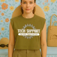 Funny Tech Support Id10t Computer Idiot Joke Gift Garment-Dyed Women's Muscle Tee