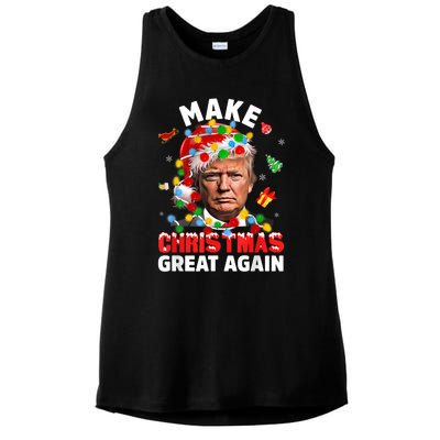 Funny Trump Santa Xmas Lights Make Christmas Great Again Ladies PosiCharge Tri-Blend Wicking Tank