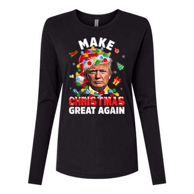 Funny Trump Santa Xmas Lights Make Christmas Great Again Womens Cotton Relaxed Long Sleeve T-Shirt