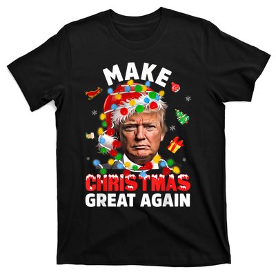 Funny Trump Santa Xmas Lights Make Christmas Great Again T-Shirt