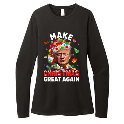 Funny Trump Santa Xmas Lights Make Christmas Great Again Womens CVC Long Sleeve Shirt