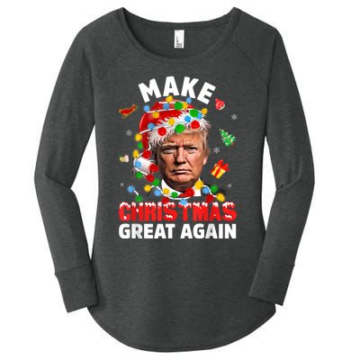 Funny Trump Santa Xmas Lights Make Christmas Great Again Women's Perfect Tri Tunic Long Sleeve Shirt