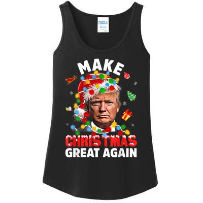 Funny Trump Santa Xmas Lights Make Christmas Great Again Ladies Essential Tank