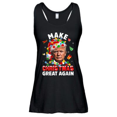 Funny Trump Santa Xmas Lights Make Christmas Great Again Ladies Essential Flowy Tank