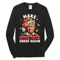 Funny Trump Santa Xmas Lights Make Christmas Great Again Tall Long Sleeve T-Shirt