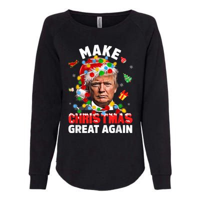 Funny Trump Santa Xmas Lights Make Christmas Great Again Womens California Wash Sweatshirt