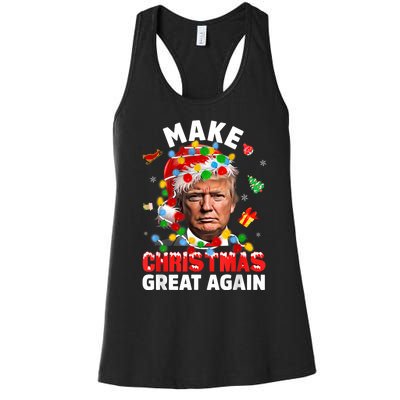 Funny Trump Santa Xmas Lights Make Christmas Great Again Women's Racerback Tank