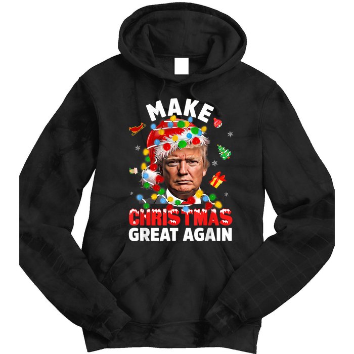 Funny Trump Santa Xmas Lights Make Christmas Great Again Tie Dye Hoodie