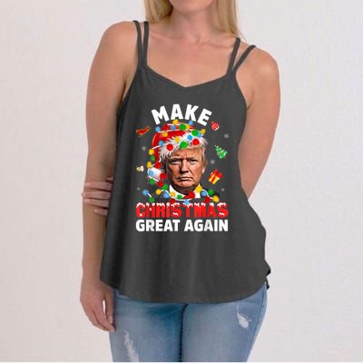 Funny Trump Santa Xmas Lights Make Christmas Great Again Women's Strappy Tank