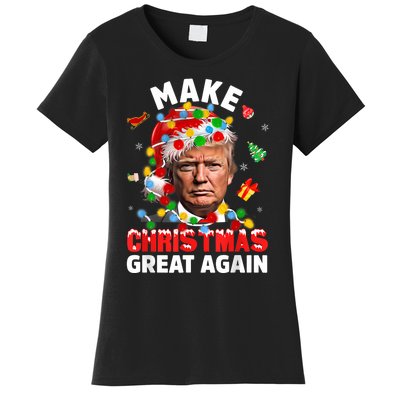 Funny Trump Santa Xmas Lights Make Christmas Great Again Women's T-Shirt