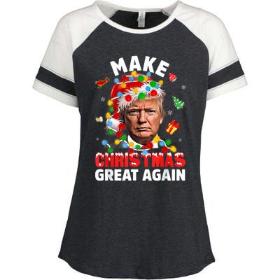 Funny Trump Santa Xmas Lights Make Christmas Great Again Enza Ladies Jersey Colorblock Tee