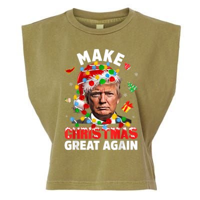 Funny Trump Santa Xmas Lights Make Christmas Great Again Garment-Dyed Women's Muscle Tee