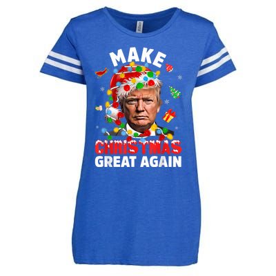 Funny Trump Santa Xmas Lights Make Christmas Great Again Enza Ladies Jersey Football T-Shirt