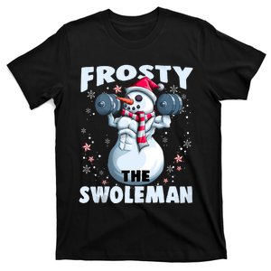 Frosty The Swoleman Funny Weightlifting Fitness Christmas T-Shirt