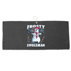 Frosty The Swoleman Funny Weightlifting Fitness Christmas Large Microfiber Waffle Golf Towel