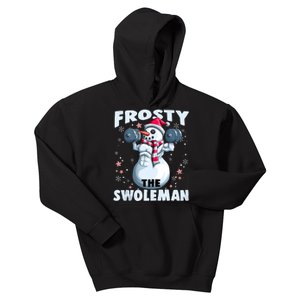 Frosty The Swoleman Funny Weightlifting Fitness Christmas Kids Hoodie