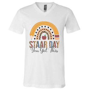 Funny Test STAAR Day Mode On Teacher Testing Ideas School V-Neck T-Shirt