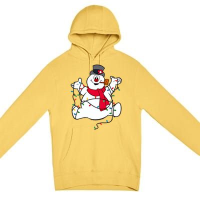 Frosty The Snow Christmas Lights Portrait Meaningful Gift Premium Pullover Hoodie