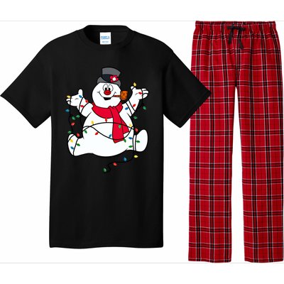 Frosty The Snow Christmas Lights Portrait Meaningful Gift Pajama Set