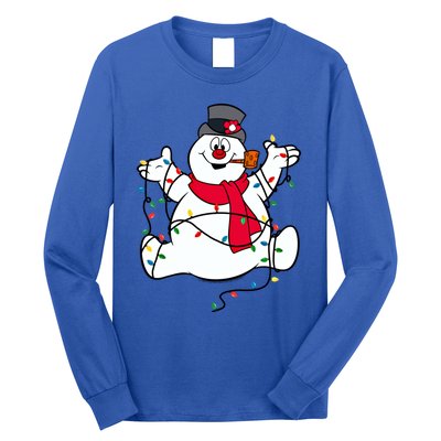 Frosty The Snow Christmas Lights Portrait Meaningful Gift Long Sleeve Shirt