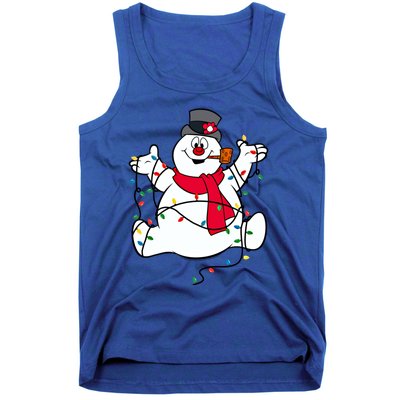 Frosty The Snow Christmas Lights Portrait Meaningful Gift Tank Top