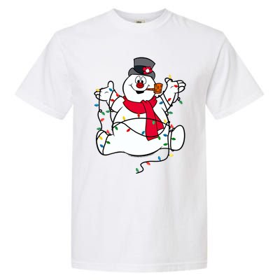 Frosty The Snow Christmas Lights Portrait Meaningful Gift Garment-Dyed Heavyweight T-Shirt