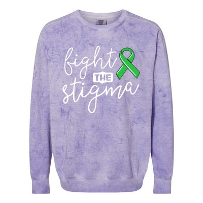 Fight The Stigma Tal Health Awareness Great Gift Green Ribbon Cute Gift Colorblast Crewneck Sweatshirt