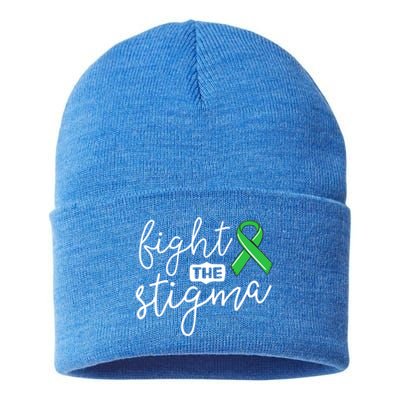 Fight The Stigma Tal Health Awareness Great Gift Green Ribbon Cute Gift Sustainable Knit Beanie