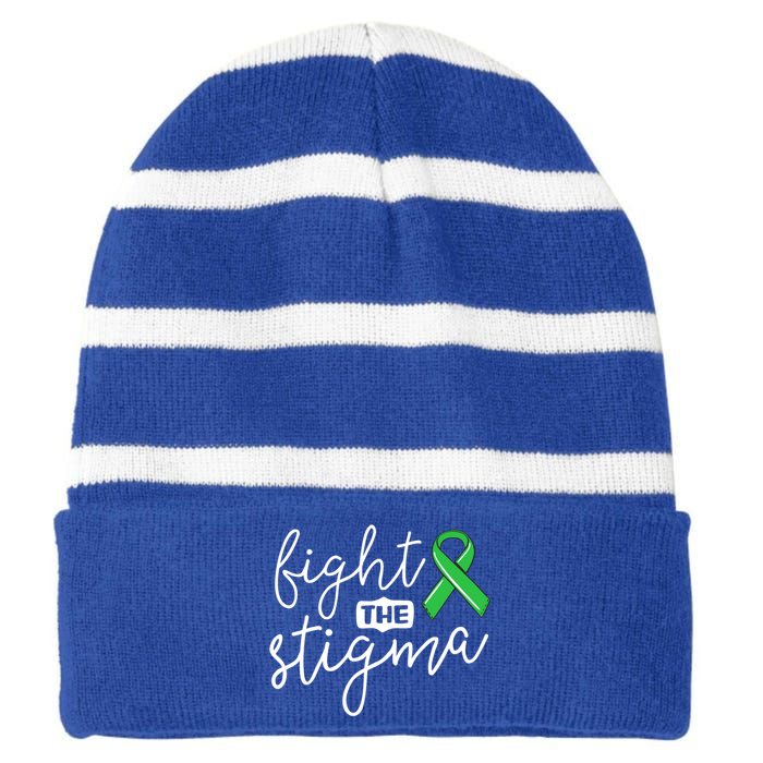 Fight The Stigma Tal Health Awareness Great Gift Green Ribbon Cute Gift Striped Beanie with Solid Band