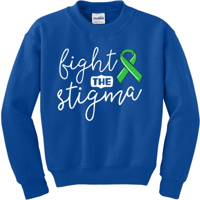 Fight The Stigma Tal Health Awareness Great Gift Green Ribbon Cute Gift Kids Sweatshirt