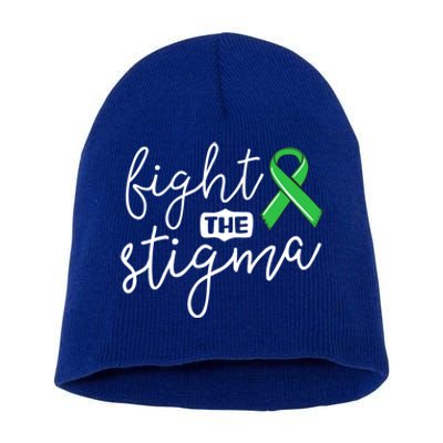 Fight The Stigma Tal Health Awareness Great Gift Green Ribbon Cute Gift Short Acrylic Beanie