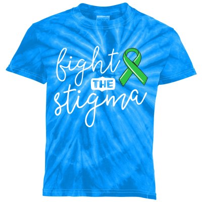 Fight The Stigma Tal Health Awareness Great Gift Green Ribbon Cute Gift Kids Tie-Dye T-Shirt