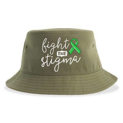 Fight The Stigma Tal Health Awareness Great Gift Green Ribbon Cute Gift Sustainable Bucket Hat