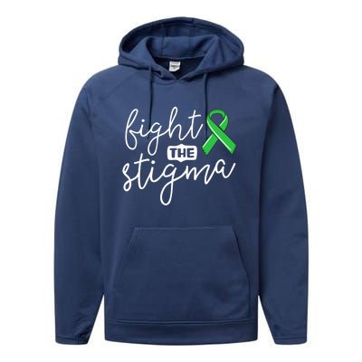 Fight The Stigma Tal Health Awareness Great Gift Green Ribbon Cute Gift Performance Fleece Hoodie