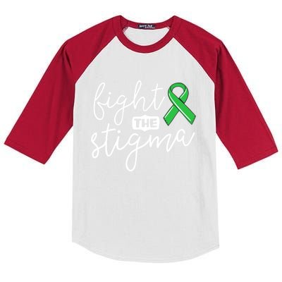 Fight The Stigma Tal Health Awareness Great Gift Green Ribbon Cute Gift Kids Colorblock Raglan Jersey