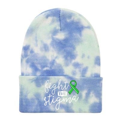 Fight The Stigma Tal Health Awareness Great Gift Green Ribbon Cute Gift Tie Dye 12in Knit Beanie