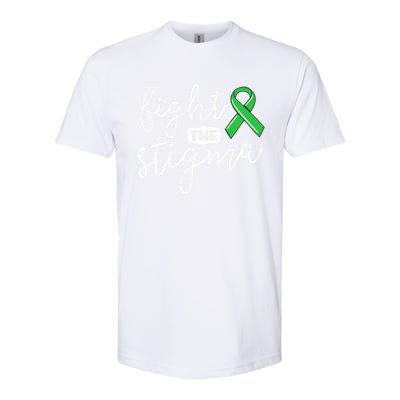 Fight The Stigma Tal Health Awareness Great Gift Green Ribbon Cute Gift Softstyle CVC T-Shirt