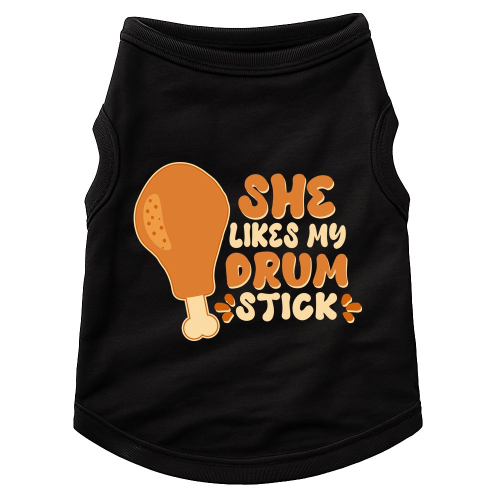 Funny Thanksgiving She Likes My Drum Stick Doggie Tank