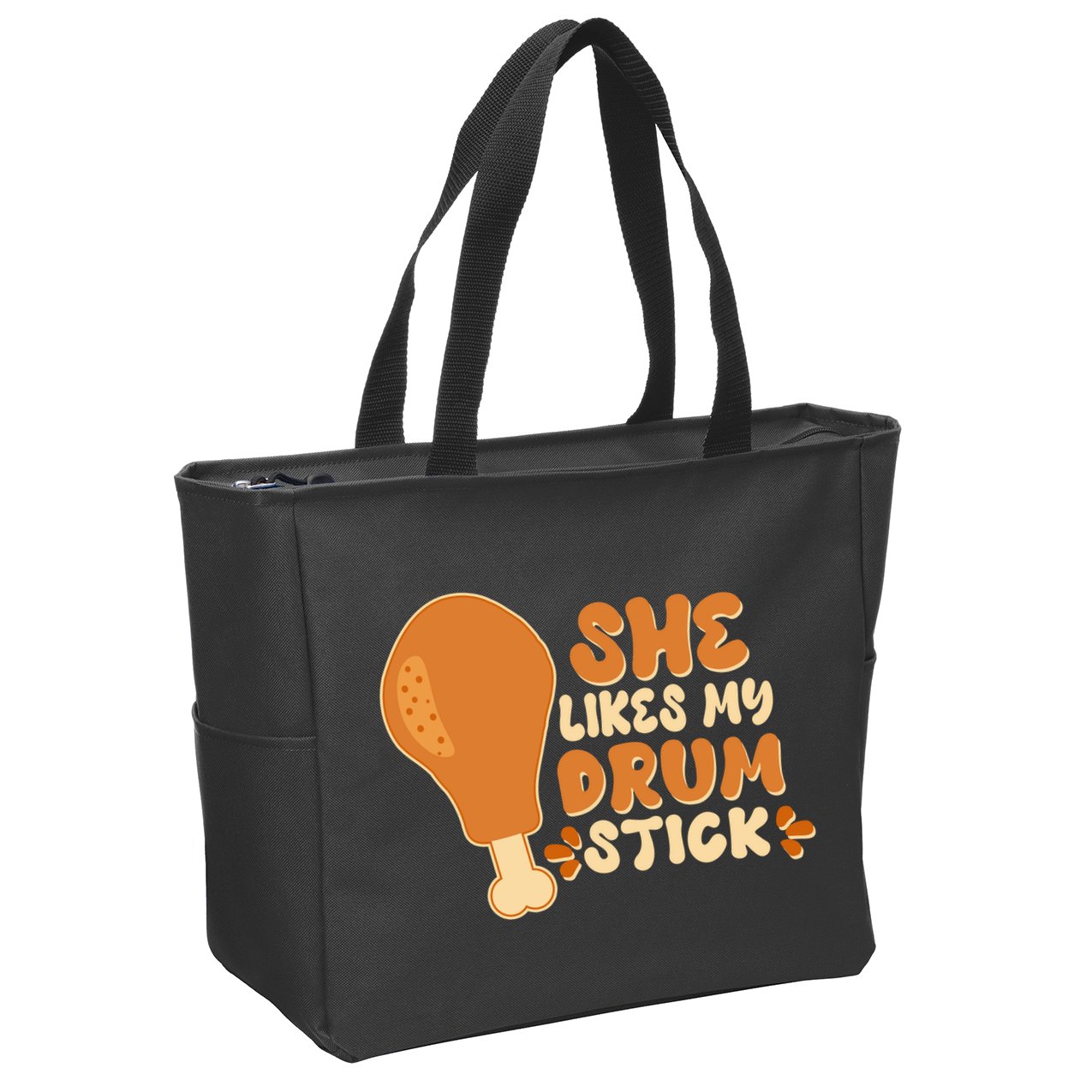 Funny Thanksgiving She Likes My Drum Stick Zip Tote Bag