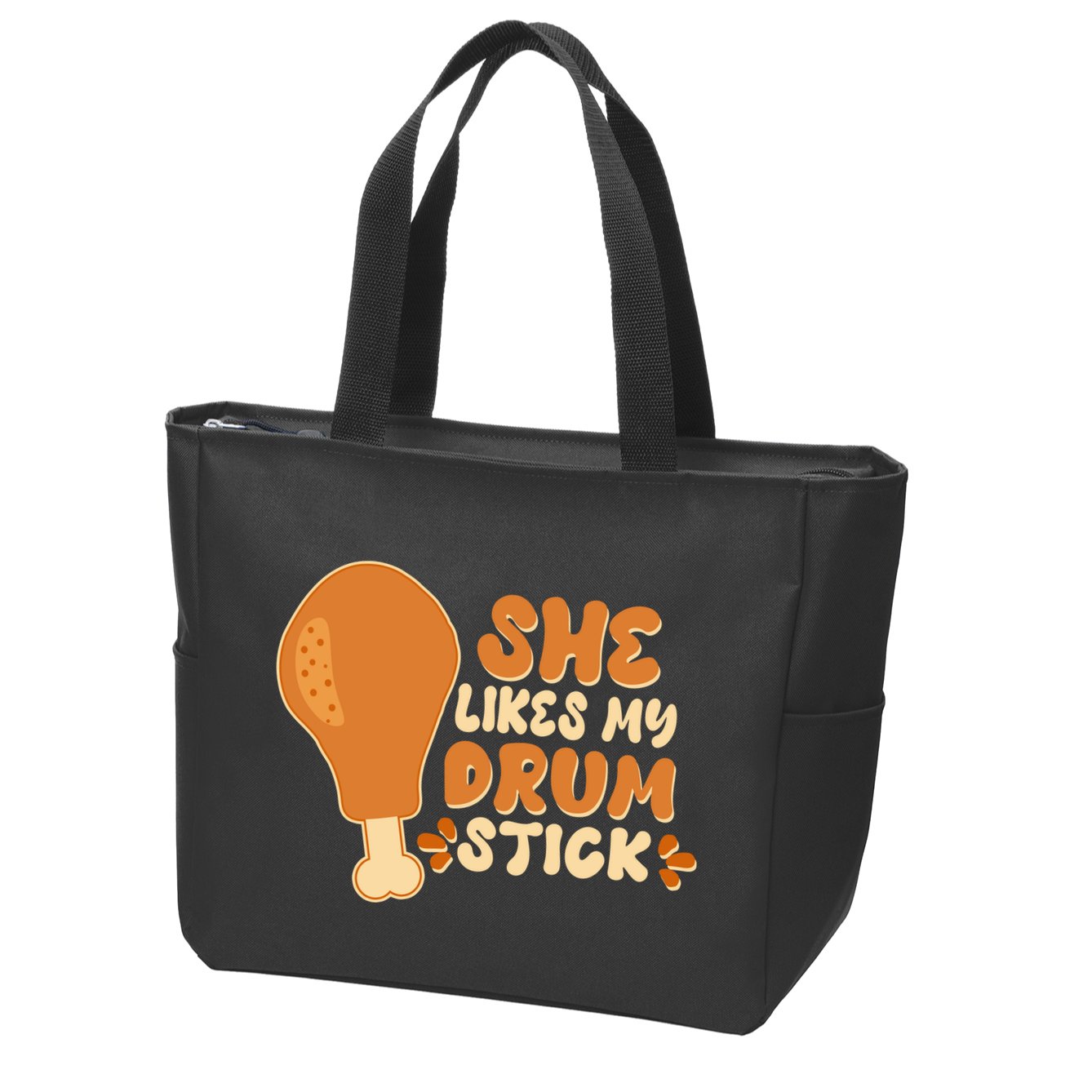 Funny Thanksgiving She Likes My Drum Stick Zip Tote Bag