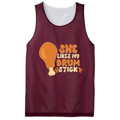 Funny Thanksgiving She Likes My Drum Stick Mesh Reversible Basketball Jersey Tank