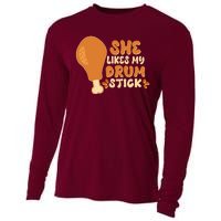 Funny Thanksgiving She Likes My Drum Stick Cooling Performance Long Sleeve Crew