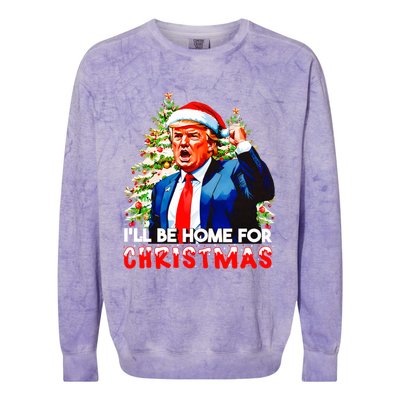 Funny Trump Santa Claus 2024 ILl Be Home For Christmas Colorblast Crewneck Sweatshirt