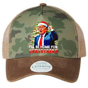 Funny Trump Santa Claus 2024 ILl Be Home For Christmas Legacy Tie Dye Trucker Hat