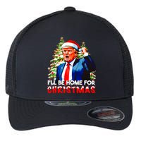 Funny Trump Santa Claus 2024 ILl Be Home For Christmas Flexfit Unipanel Trucker Cap