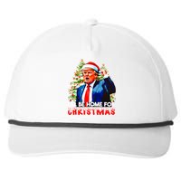 Funny Trump Santa Claus 2024 ILl Be Home For Christmas Snapback Five-Panel Rope Hat